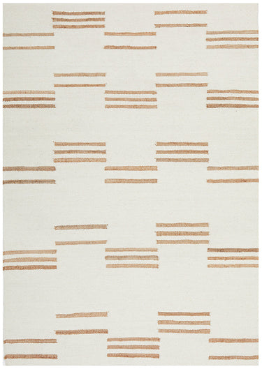 Henry Sahara Natural and White Jute Line Pattern Rectangle Rug